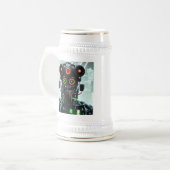 Chope À Bière Robot 5 blanc stein or trim (Devant gauche)