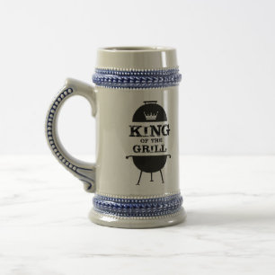 Chope À Bière Roi Du Grill, Couronne Blanche Noire
