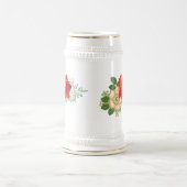 Chope À Bière Rose rouge et marguerites (Centre)