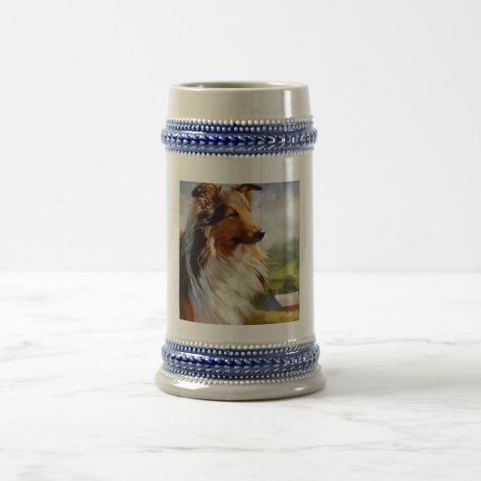 Chope À Bière Rough Collie Chien (Centre)
