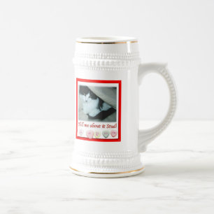 Chope À Bière Saint Valentin Chat noir et blanc