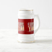 Chope À Bière Saint Valentin Rouge 3D Je t'aime (Devant droit)