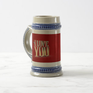 Chope À Bière Saint Valentin Rouge 3D Je t'aime