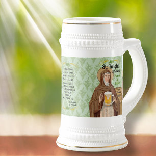 Chope À Bière Sainte Brigitte d'Irlande et son tonneau de bière