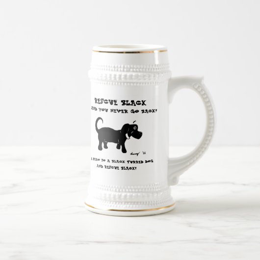 Chope À Bière Sauvez les chiens noirs Stein (Droite)
