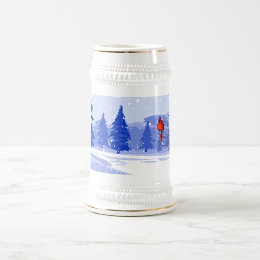 Chope À Bière Scène de neige avec les Cardinaux rouges Cadeau de (Centre)