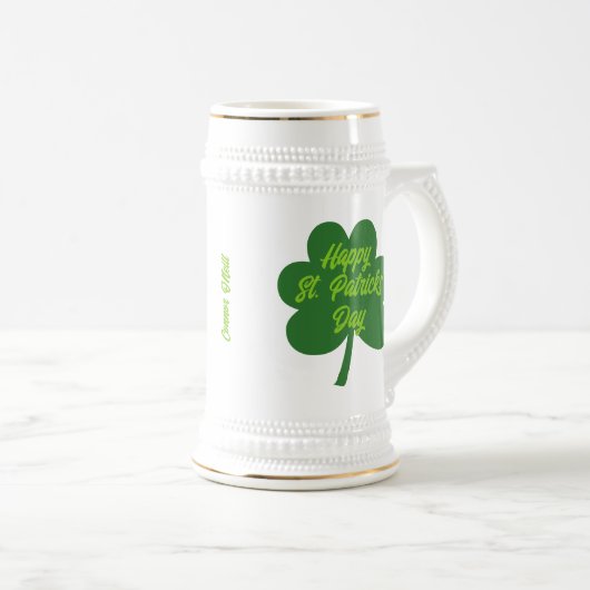 Chope À Bière Shamrock de la Saint-Patrick personnalisable (Devant droit)