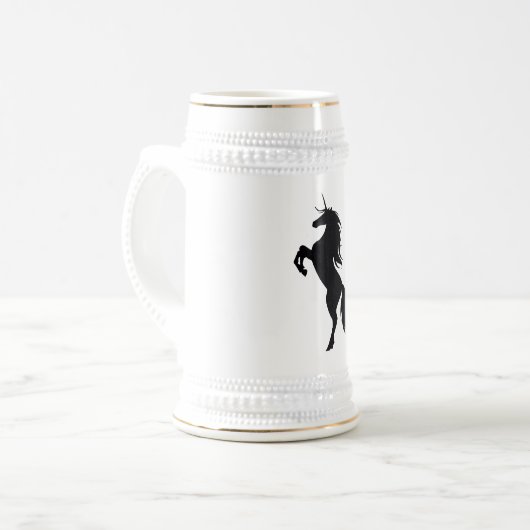 Chope À Bière Silhouette noire Unicorne Stein (Devant gauche)