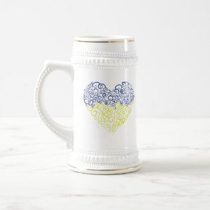 Chope À Bière Spiral tourbillons mehandi coeur drapeau ukrainien