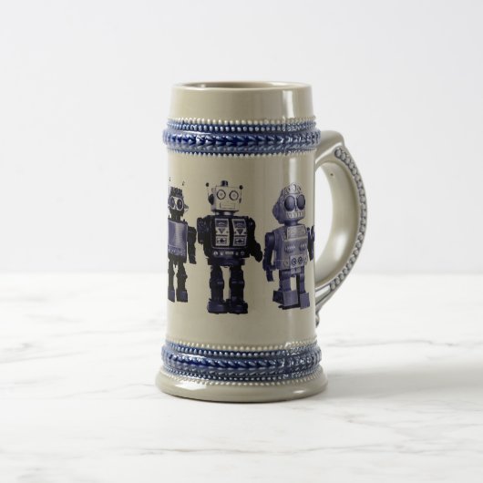 Chope À Bière stein bleu de robots (Devant droit)