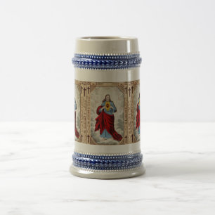 Chope À Bière Stein de coeur de Jésus