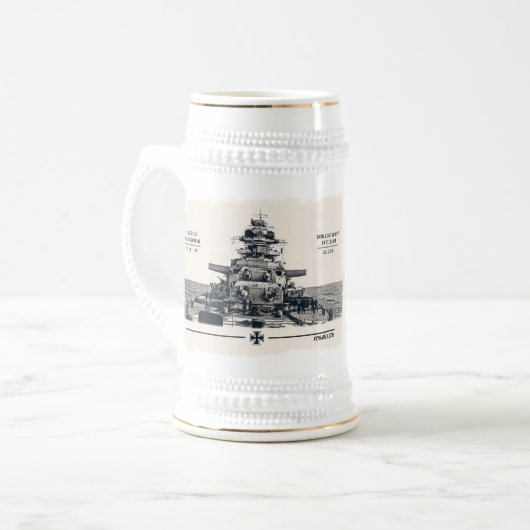 Chope À Bière Stein du cuirassé Bismarck (Devant gauche)