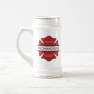 Chope À Bière Symbole logo rouge du pompier personnalisé