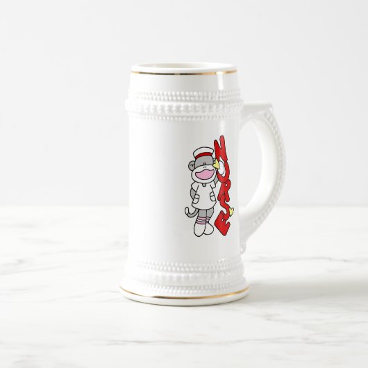 Chope À Bière T-shirts et cadeaux de l'infirmière singe de choc (Devant droit)