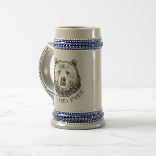 Chope À Bière Tête D'Ours, Sauvage Et Libre, Illustration Dessin (Devant gauche)