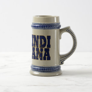 Chope À Bière Texte du drapeau de l'état de l'Indiana