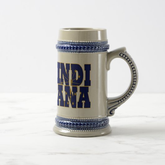 Chope À Bière Texte du drapeau de l'état de l'Indiana (Droite)