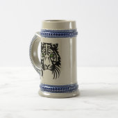 Chope À Bière Tigre Tribal Tattoo noir blanc (Devant gauche)