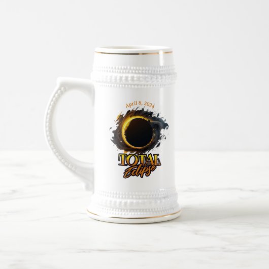 Chope À Bière Total Éclipse solaire 8 avril 2024 Commémoratif (Gauche)