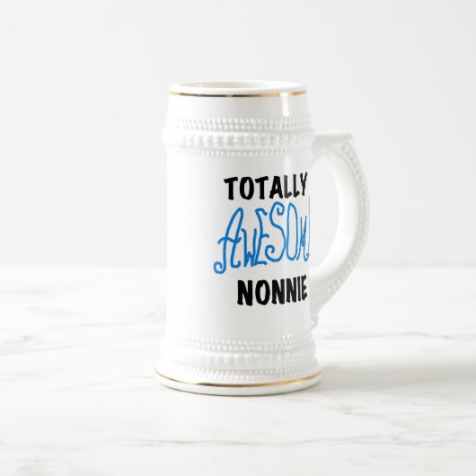 Chope À Bière Totalement génial Nonnie Blue Text Tshirts et cade (Devant droit)