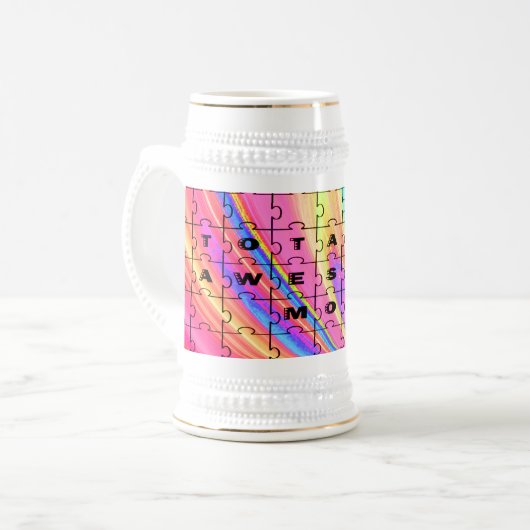 Chope À Bière Totally Awesome Maman rose Swirl Puzzle (Devant gauche)