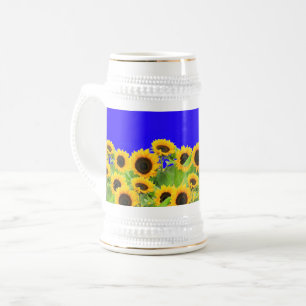 Chope À Bière Tournesol Beer Stein couleurs drapeau ukrainien