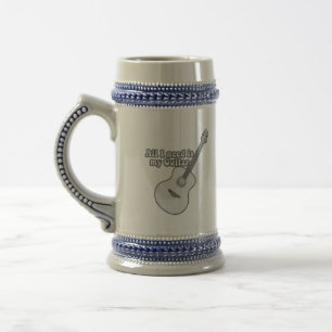 Chope À Bière Tout ce dont j'ai besoin est ma guitare. vintage n
