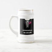 Chope À Bière Tuxedo Bow Cravate Gerber Daisy Groomsman Stein (Gauche)