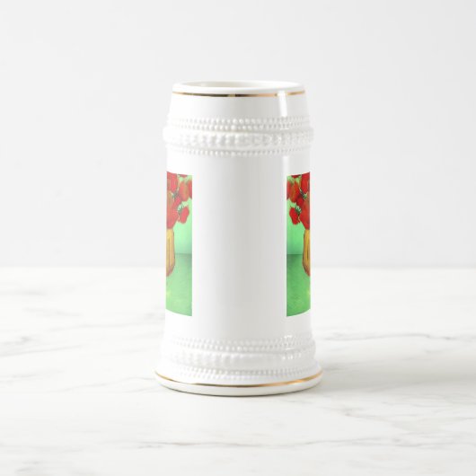 Chope À Bière Van Gogh Black Kitten Fleurs rouges (Centre)