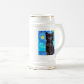 Chope À Bière Van Gogh Starry Night Black Cat (Devant droit)