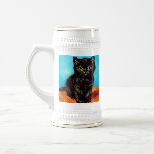 Chope À Bière Van Gogh Style Pouting Kitten (Gauche)