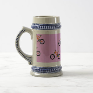 Chope À Bière Vélos motif sur rose