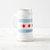 Chope À Bière Verre à bière avec drapeau de Chicago et texte per (Devant gauche)