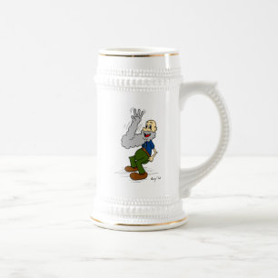 Chope À Bière Vieux homme agitant Beard Stein