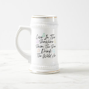 Chope À Bière Vivre au soleil Nager dans la mer