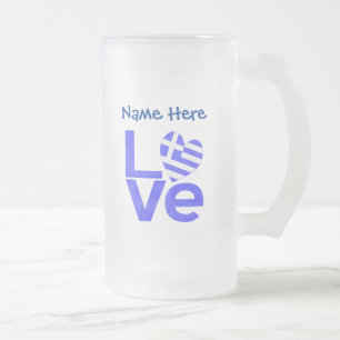 Chope Givrée Amour grec bleu personnalisé 