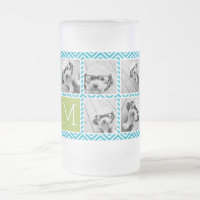 Aqua et Lime Instagram 5 Photo Collage Monogramme