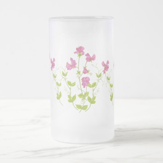 Chope Givrée Aquarelle originale Pois doux, Fleur de jardin (Centre)