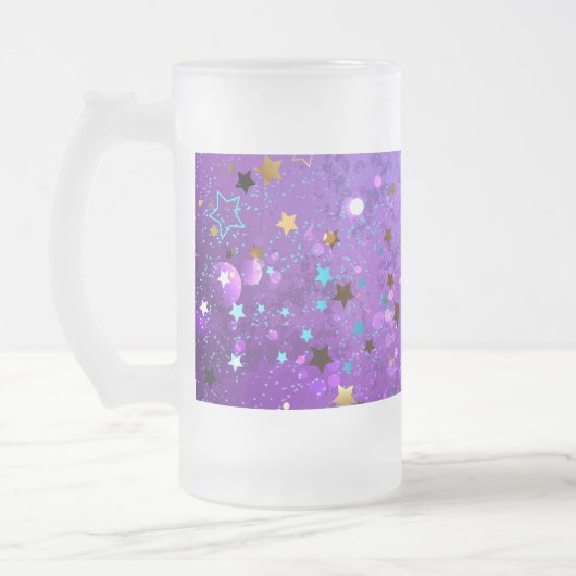 Chope Givrée Arrière - plan de feuille violet avec étoiles (Gauche)