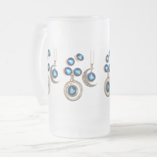 Chope Givrée Bijoux de Noël Arbre bleu noir brillant Lune (Devant gauche)