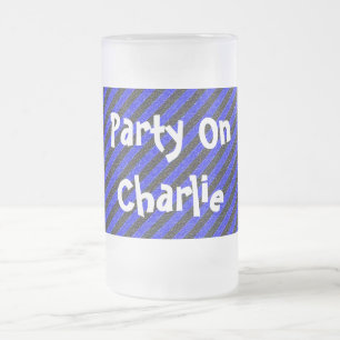 Chope Givrée Bleu Noir Bleu Bleu Minces rayures diagonales