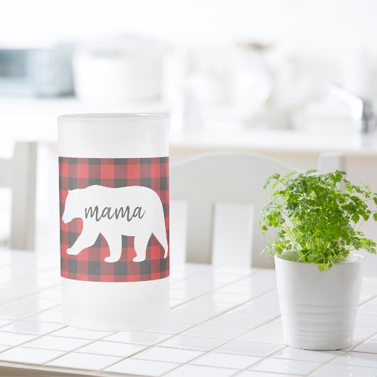 Chope Givrée Cadeau moderne Rouge Plaid Et Blanc Mama Ours