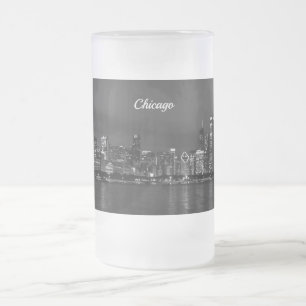Chope Givrée Chicago Night Cityscape Grayscale Frosted Musique