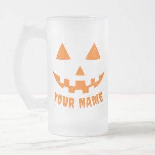 Chope Givrée Citrouille orange personnalisé Halloween Votre Nom