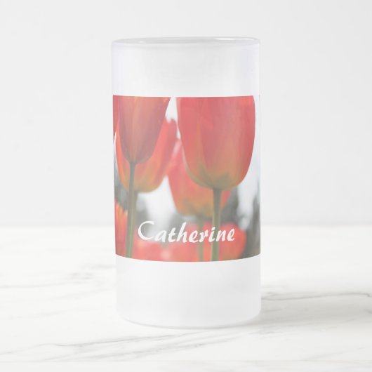 Chope Givrée De Belles Fleurs De Tulipes Rouges. (Centre)