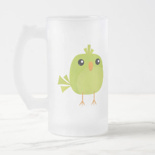 Chope Givrée Dessin animé d'oiseau vert