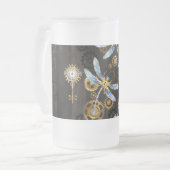 Chope Givrée Dragonflies de Steampunk sur arrière - plan rayé b (Devant gauche)