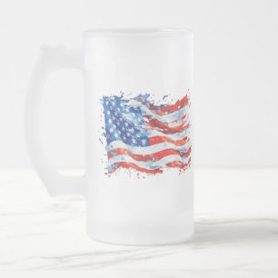 Chope Givrée Drapeau américain USA Aquarelle 4 juillet