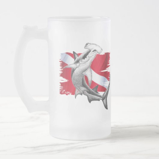 Chope Givrée Drapeau de piqué avec le requin-plongeur de (Gauche)