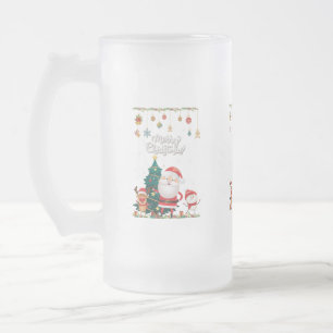 Chope Givrée Drôle Père Noël, Snowman, Reindeer Joyeux Noël